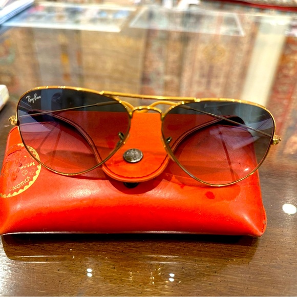 Women’s Ray-Ban 58mm Aviator Sunglasses Gold/Blue Gradient - Picture 3 of 10